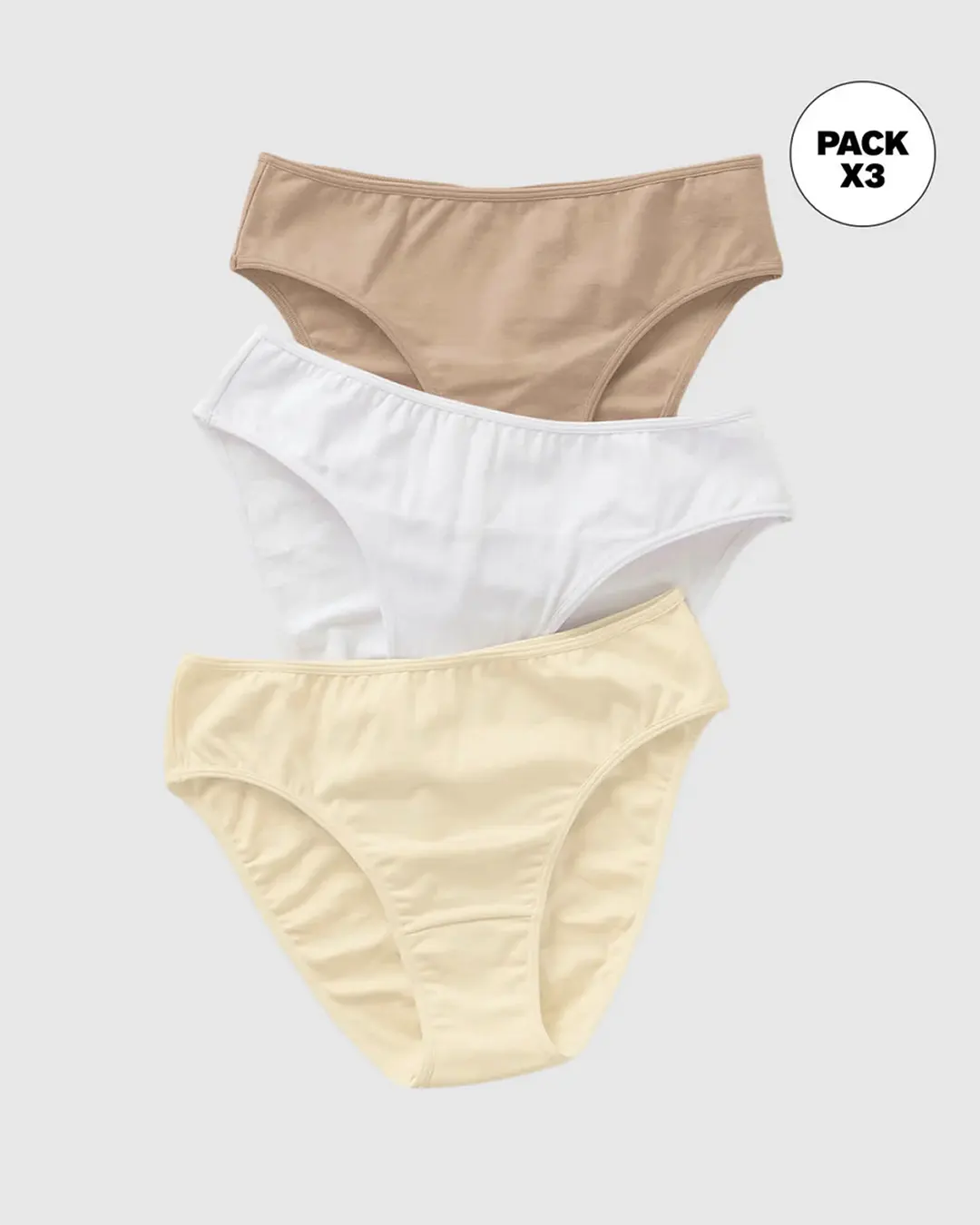 Paquete x 3 calzones tipo bikini con buen cubrimiento